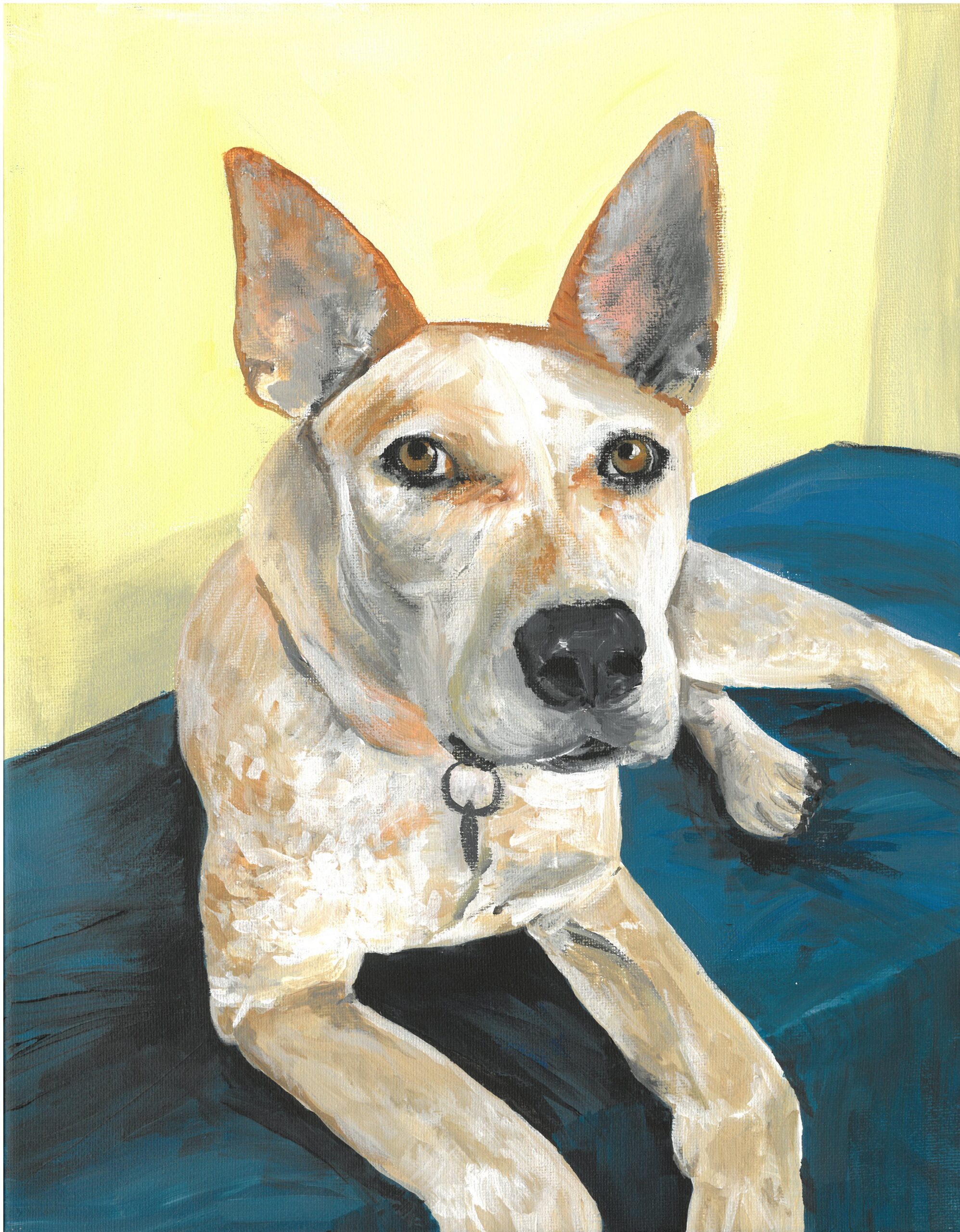 Acrylic portrait of a dog.