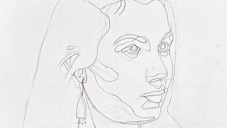 Line drawing of a woman's portrait