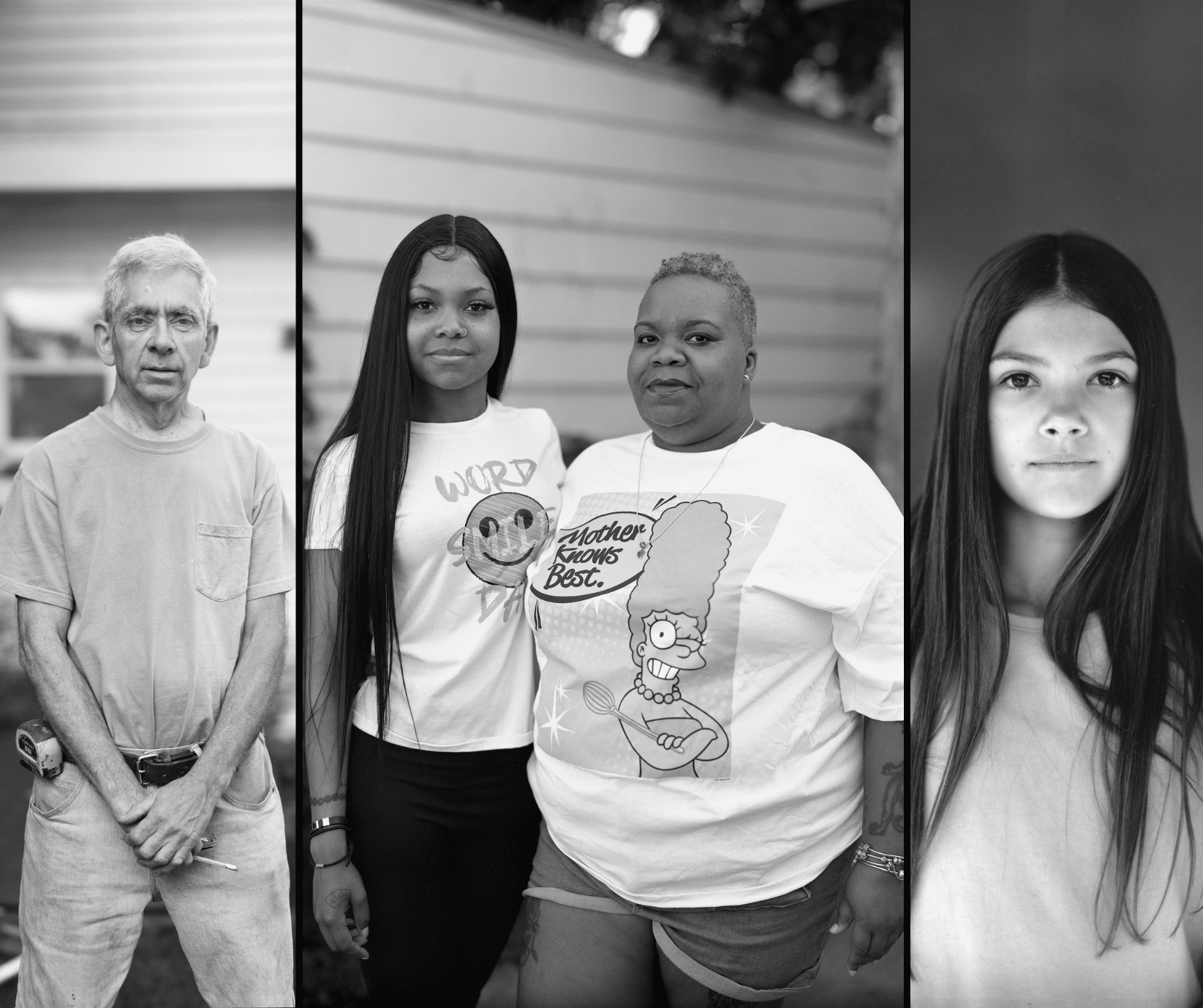 black and white photos of diverse people from different rural and low-income areas of the USA